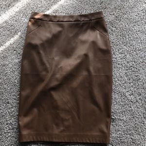 Brown faux leather pencil skirt
